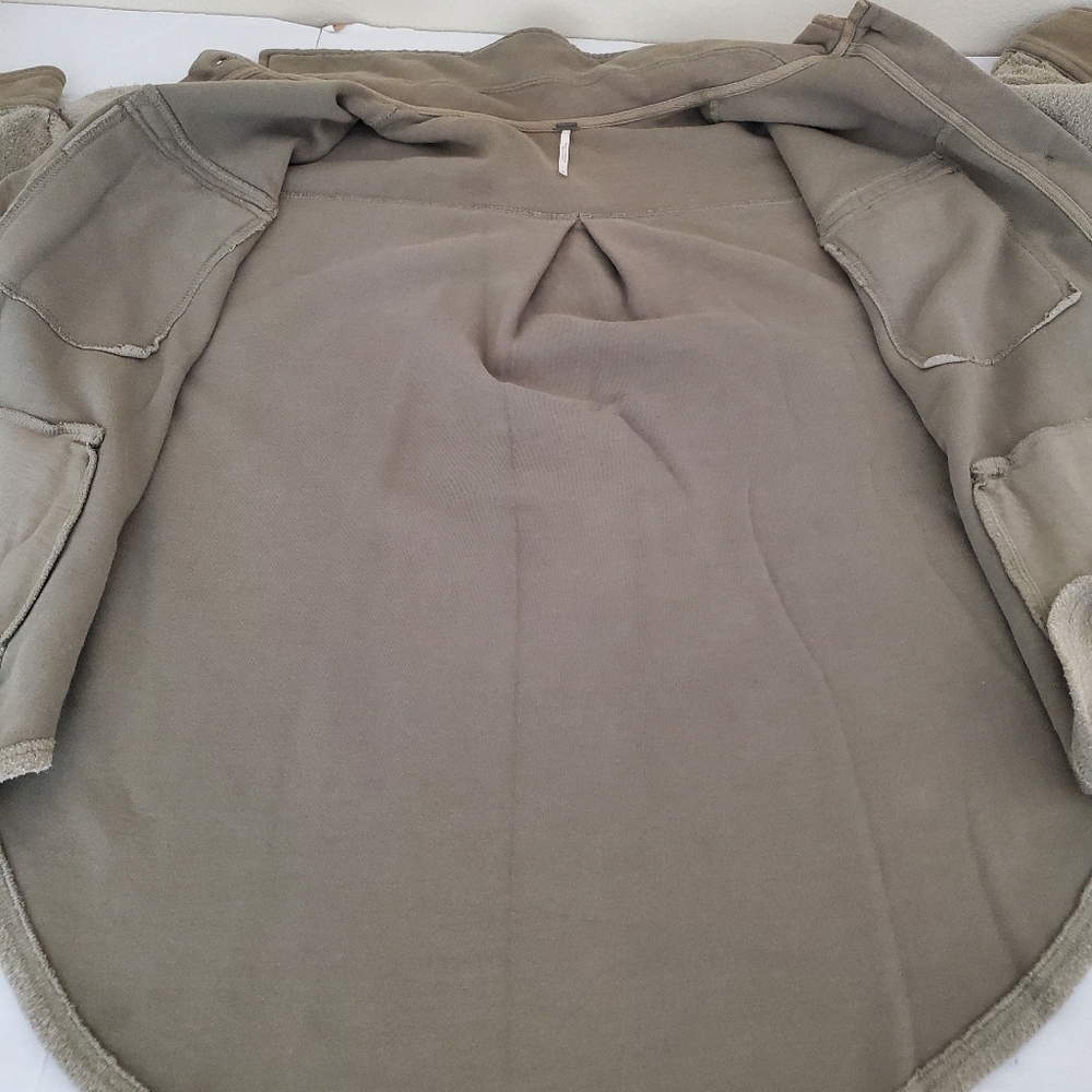 Free People Ruby Fleece Jacket Oversized Elbow Patch Size Medium Green - Picture 5 of 12
